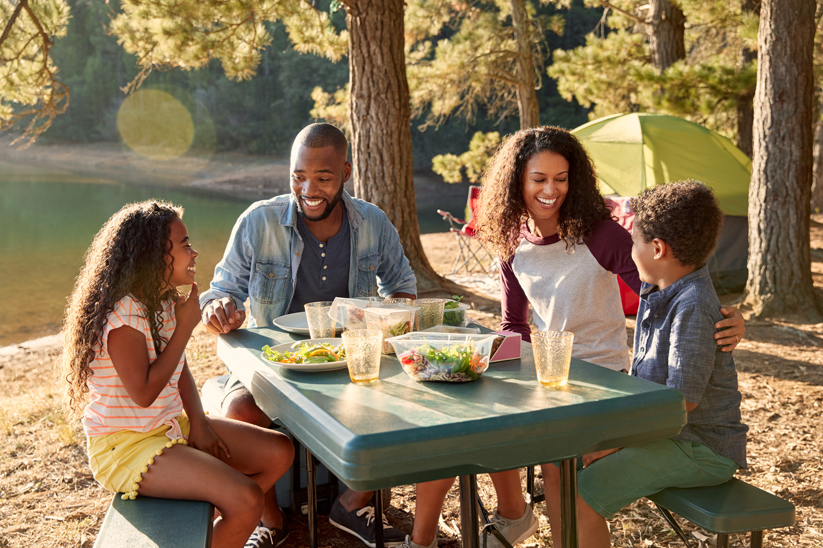 Family enjoying outdoor activities together